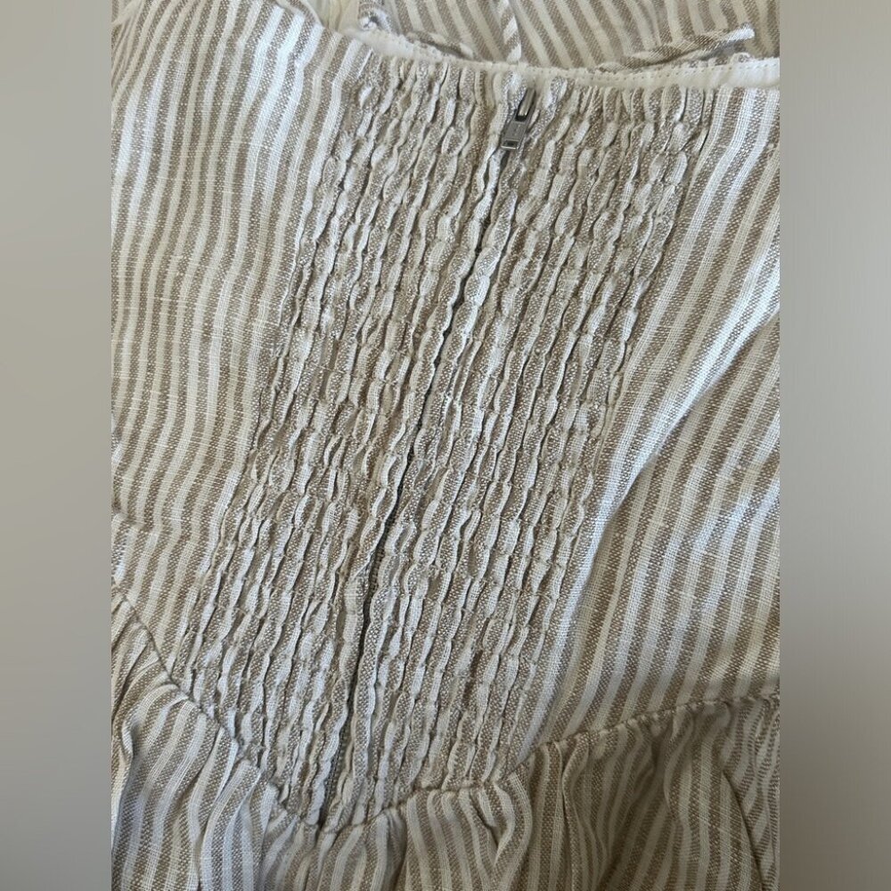 Reformation Balia Linen Midi Dress in Sandy Stripe  | size 0 - Picture 9 of 10